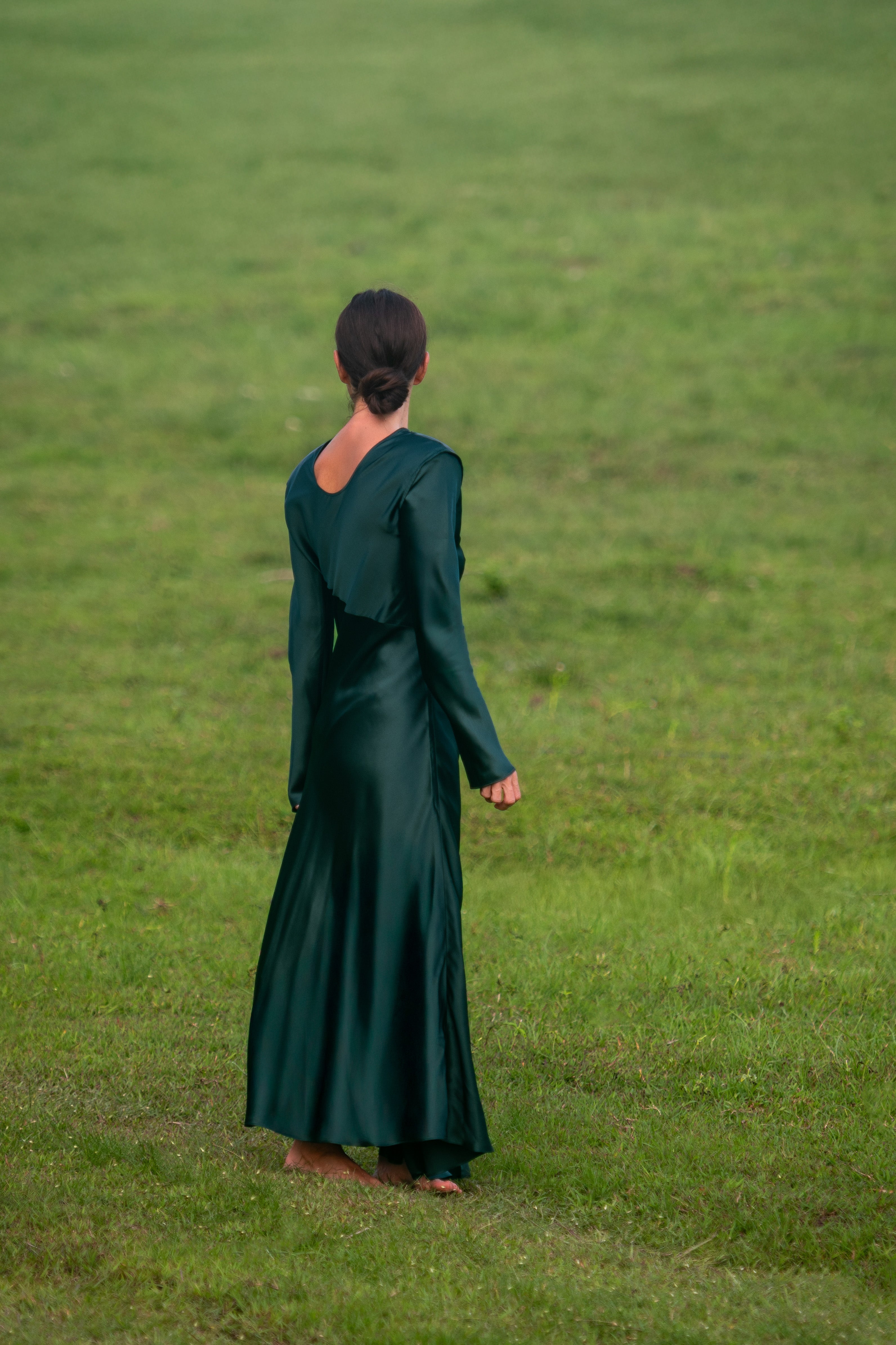 Jungle Green Flared Silk Dress Jungle Green Flared Silk Dress