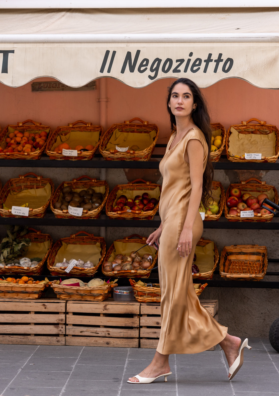 Short Sleeve Silk Satin Dress