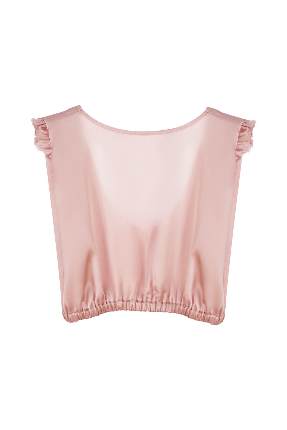 Crop Top With Ruffles in Shell Pink