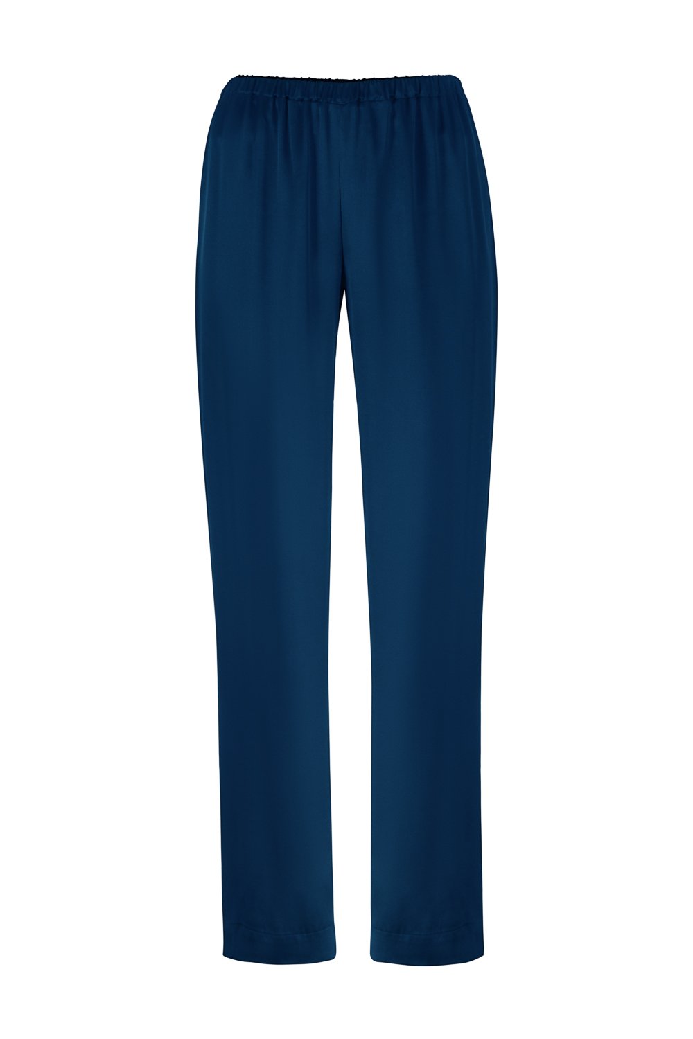 Wide Leg Silk Pants in Navy Blue