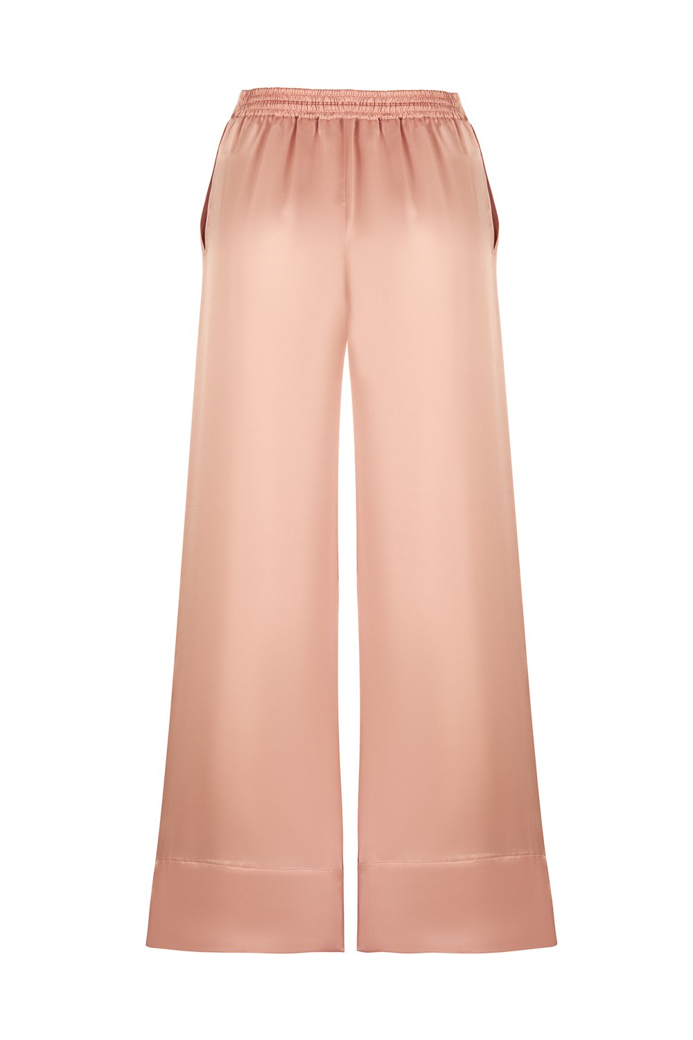 Palazzo Style Silk Pants in Shell Pink