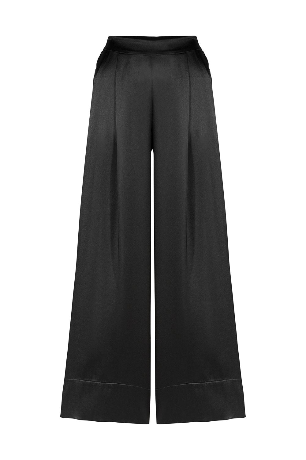 Palazzo Style Silk Pants in Black