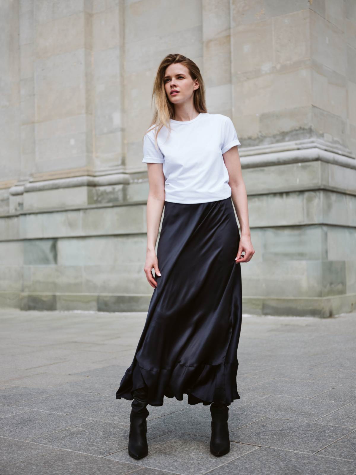 Stylish Long Silk Skirt for Night Out