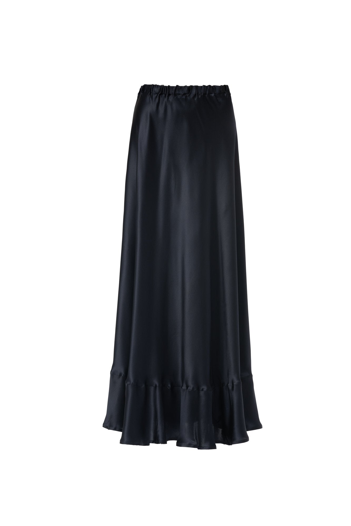 Long Silk Skirt in Midnight Blue