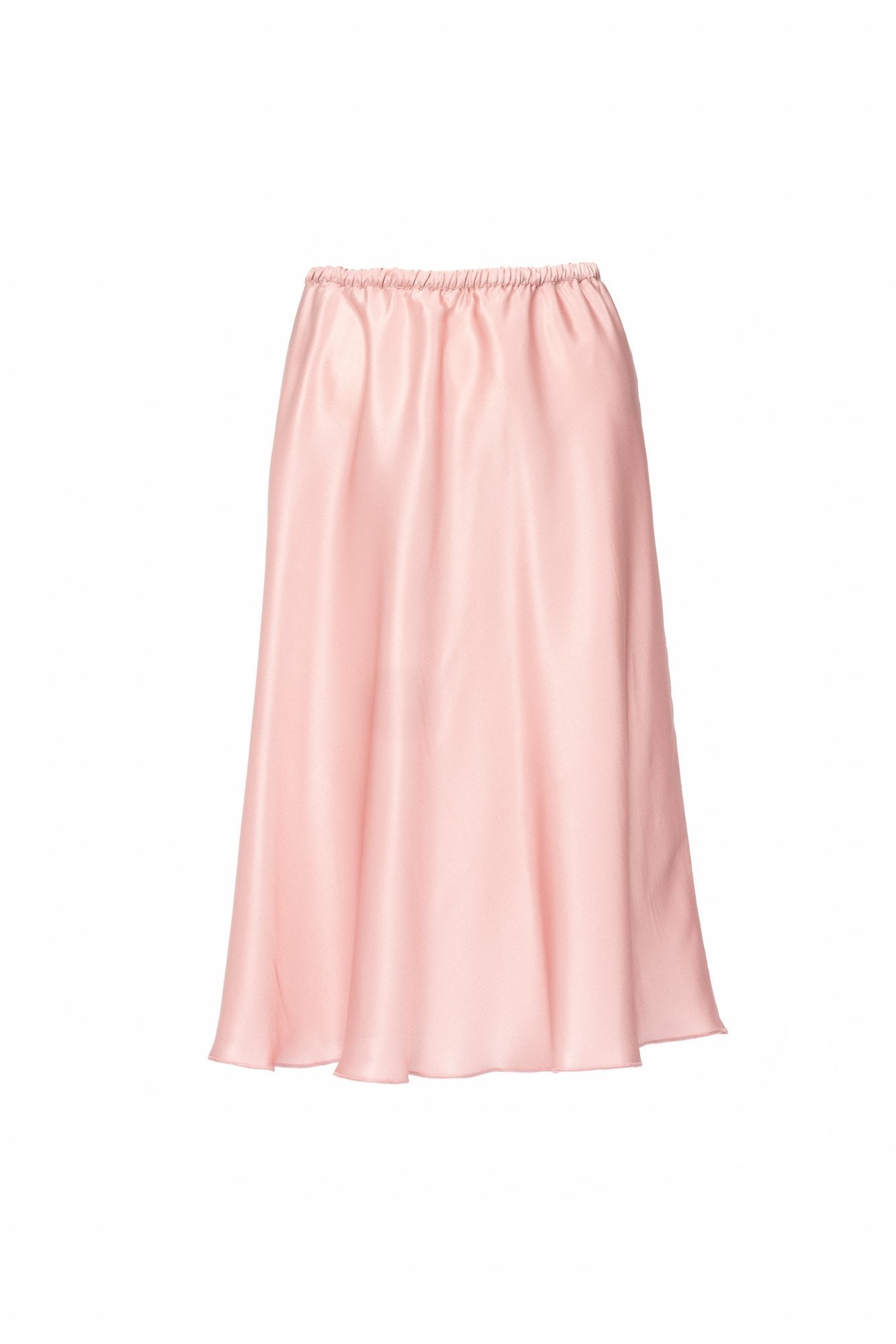 Midi A-Line Silk Skirt in Shell Pink - silk&jam