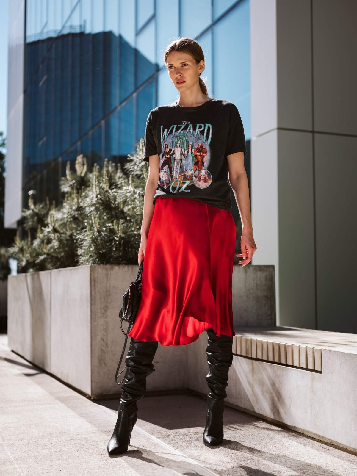 Midi Silk Skirt in Red - Main Image