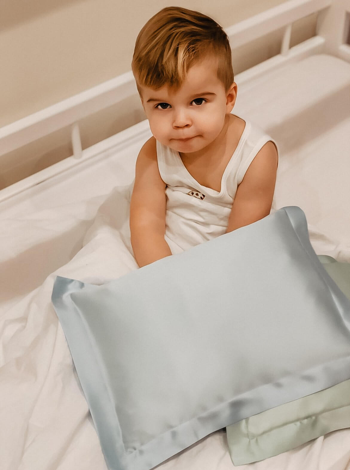 Baby Oxford Silk Pillowcase in Navy Blue