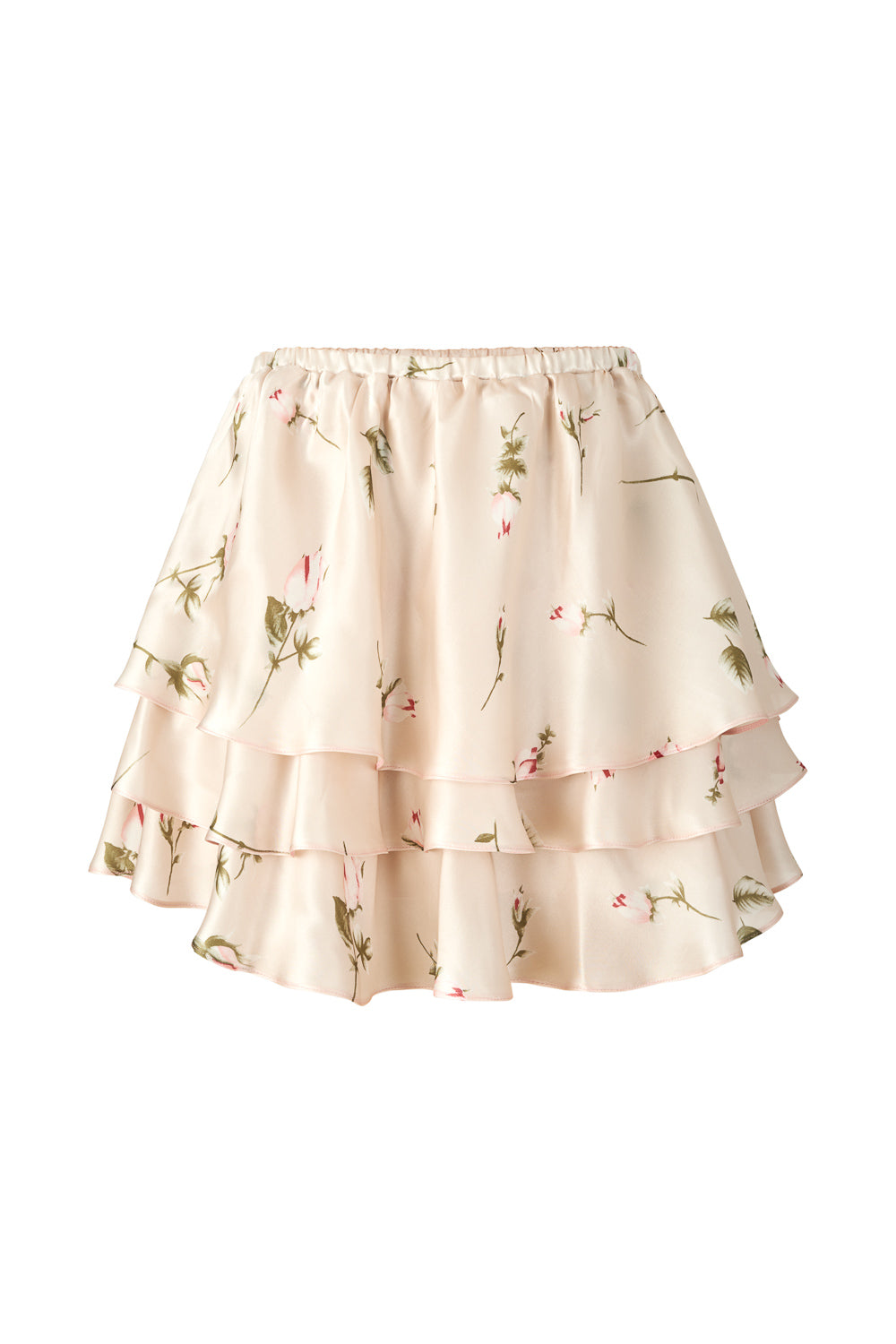 Floral Short Silk Skirt in Porcelain - silk&jam